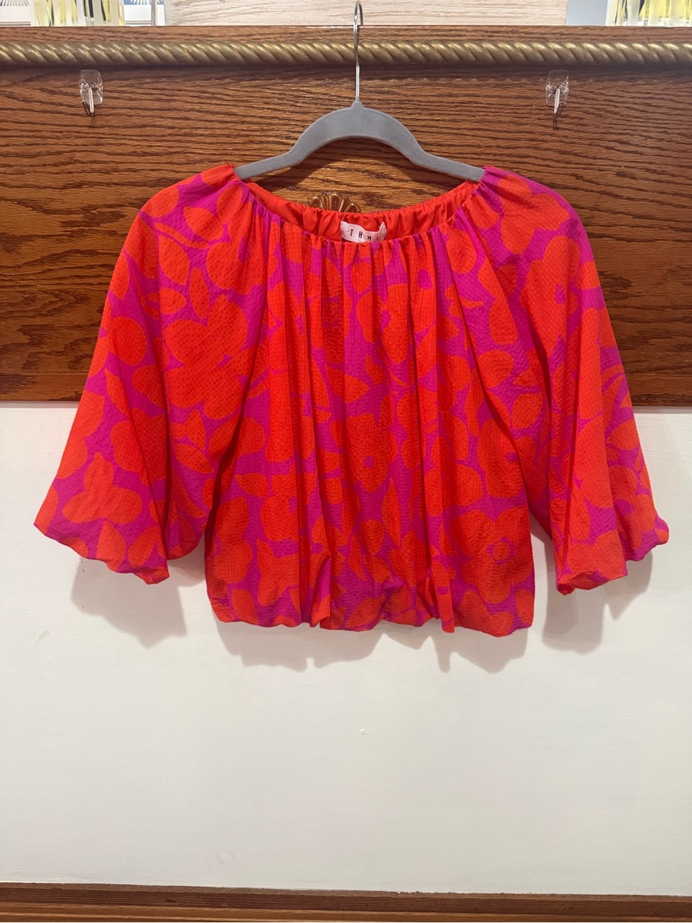 THML Red and Pink Floral Blouse